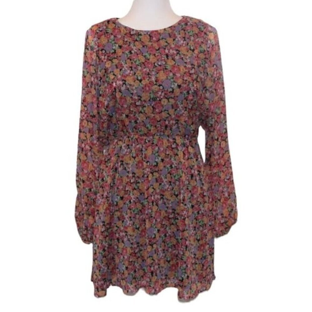 WAYF Revolve Long Sleeve Floral Mini Dress Women Size Small